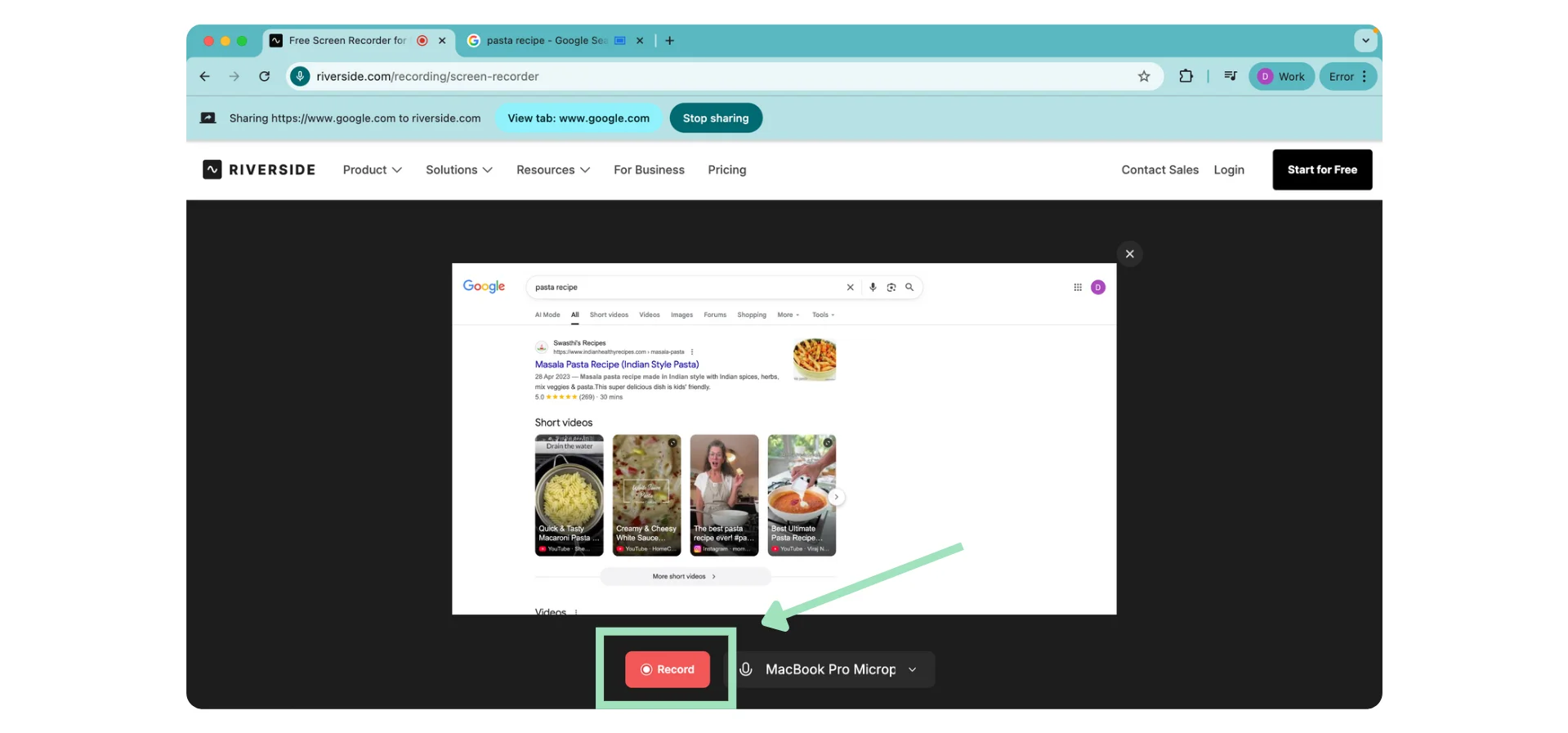 Riverside recording your screen with the free tool